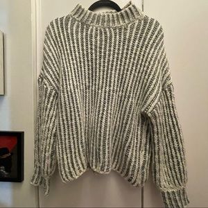 Grey and White Cable Knit Sweater